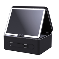 Beauty Box with LED Mirror Black