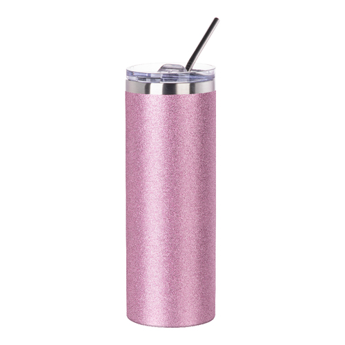 Mad Ally Glitter Skinny Tumbler With Straw; Pink